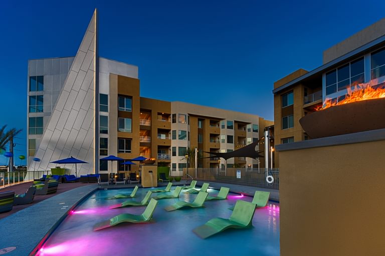 Skywater pool at night