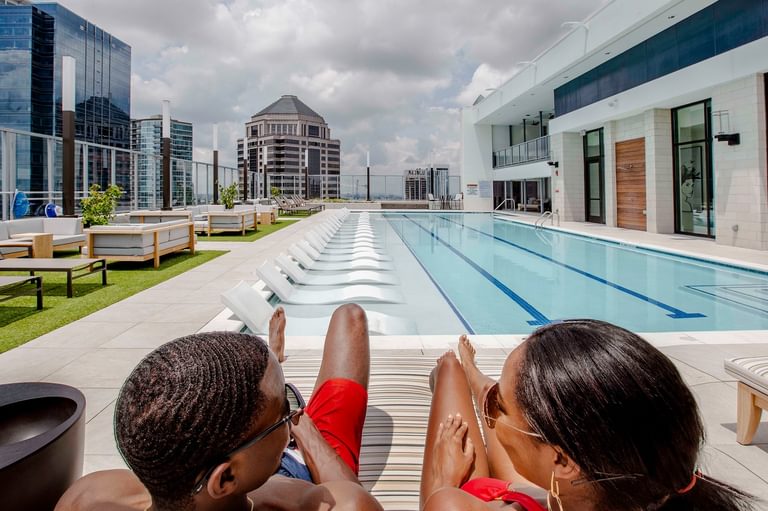 Vireo rooftop pool with people lounging